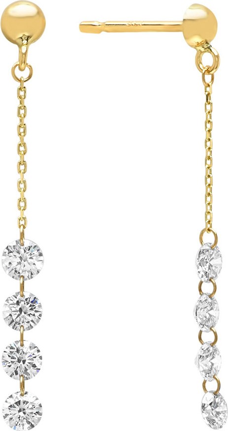 Nicha Jewelry 18k Consecutive 4-Diamond Dangle Earrings