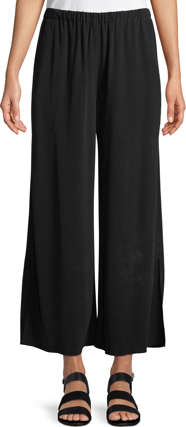 Eileen Fisher Crepe Wide-Leg Ankle Pants
