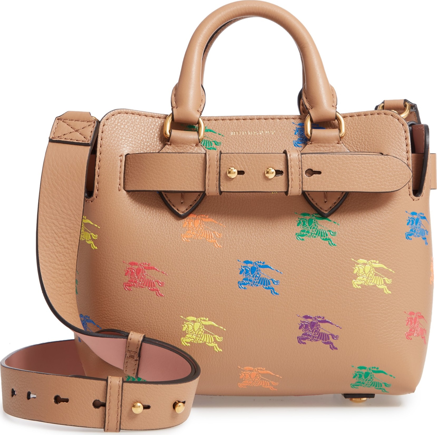 Burberry London England Baby Belt Bag Rainbow Logo Leather Tote