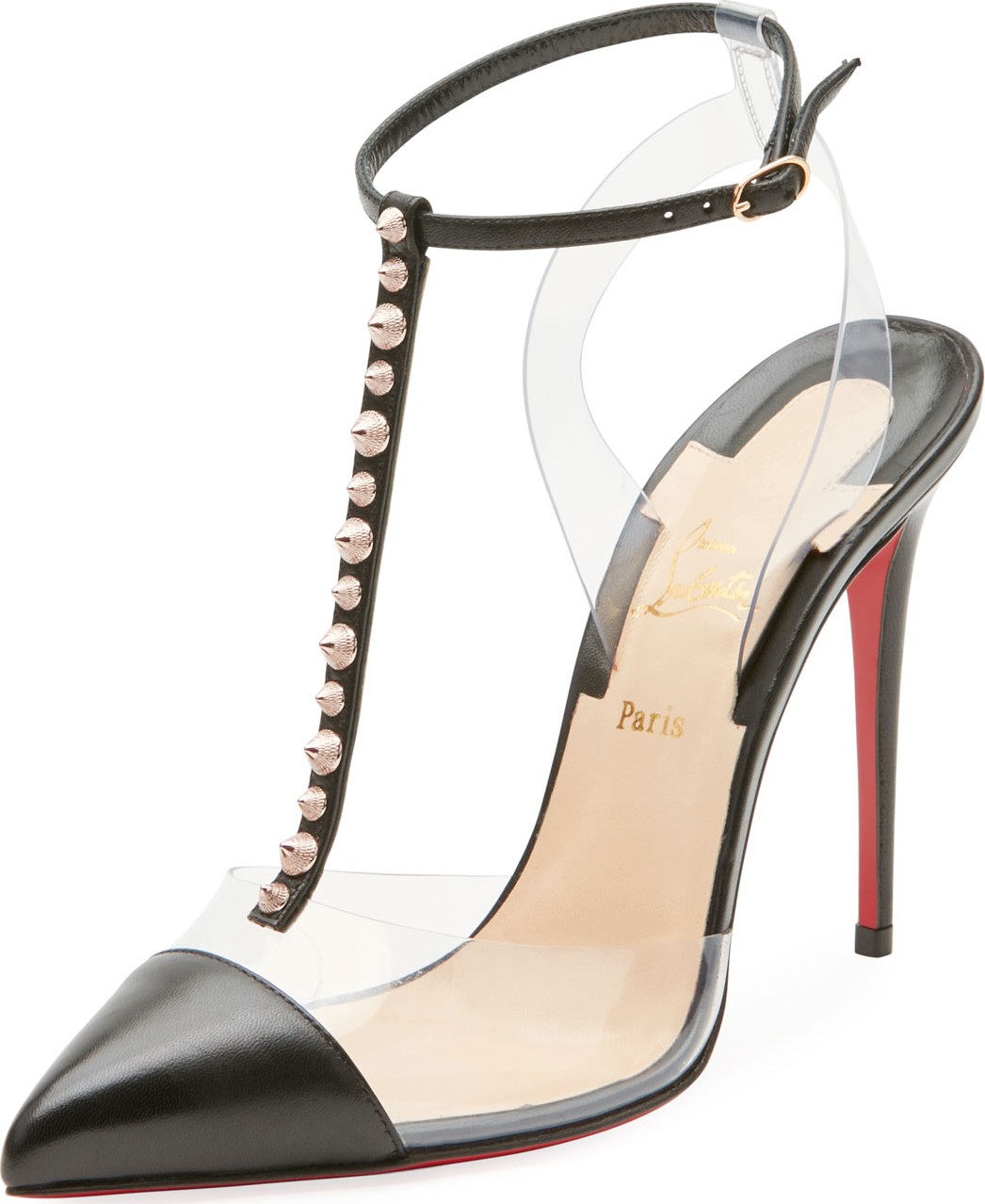 Christian Louboutin Nosy Spiked T-Strap Red Sole Pumps