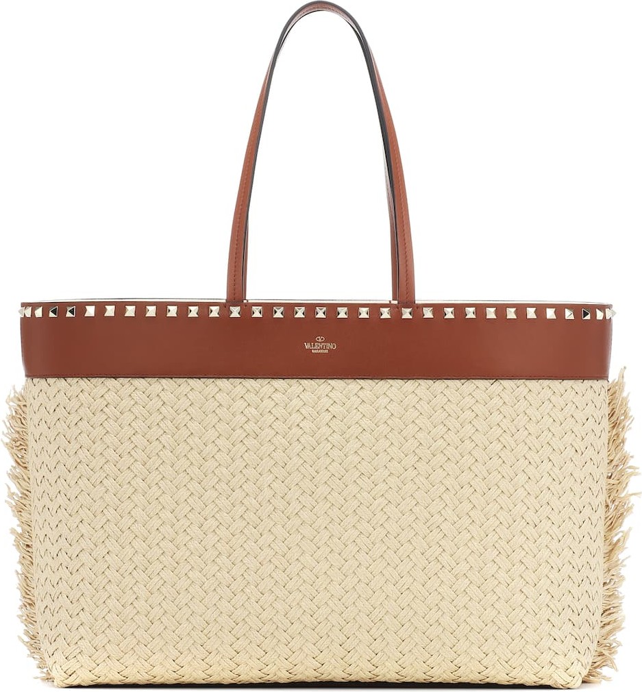 Valentino Valentino Garavani Rockstud Medium raffia tote