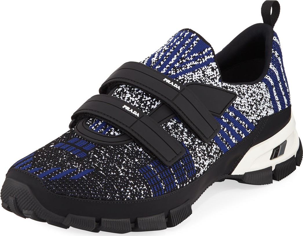 Prada Men's Speckled Stretch-Knit Grip Sneakers