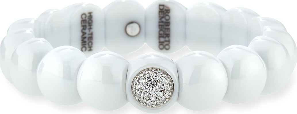 Roberto Demeglio Dama White Ceramic Bracelet with White Diamonds
