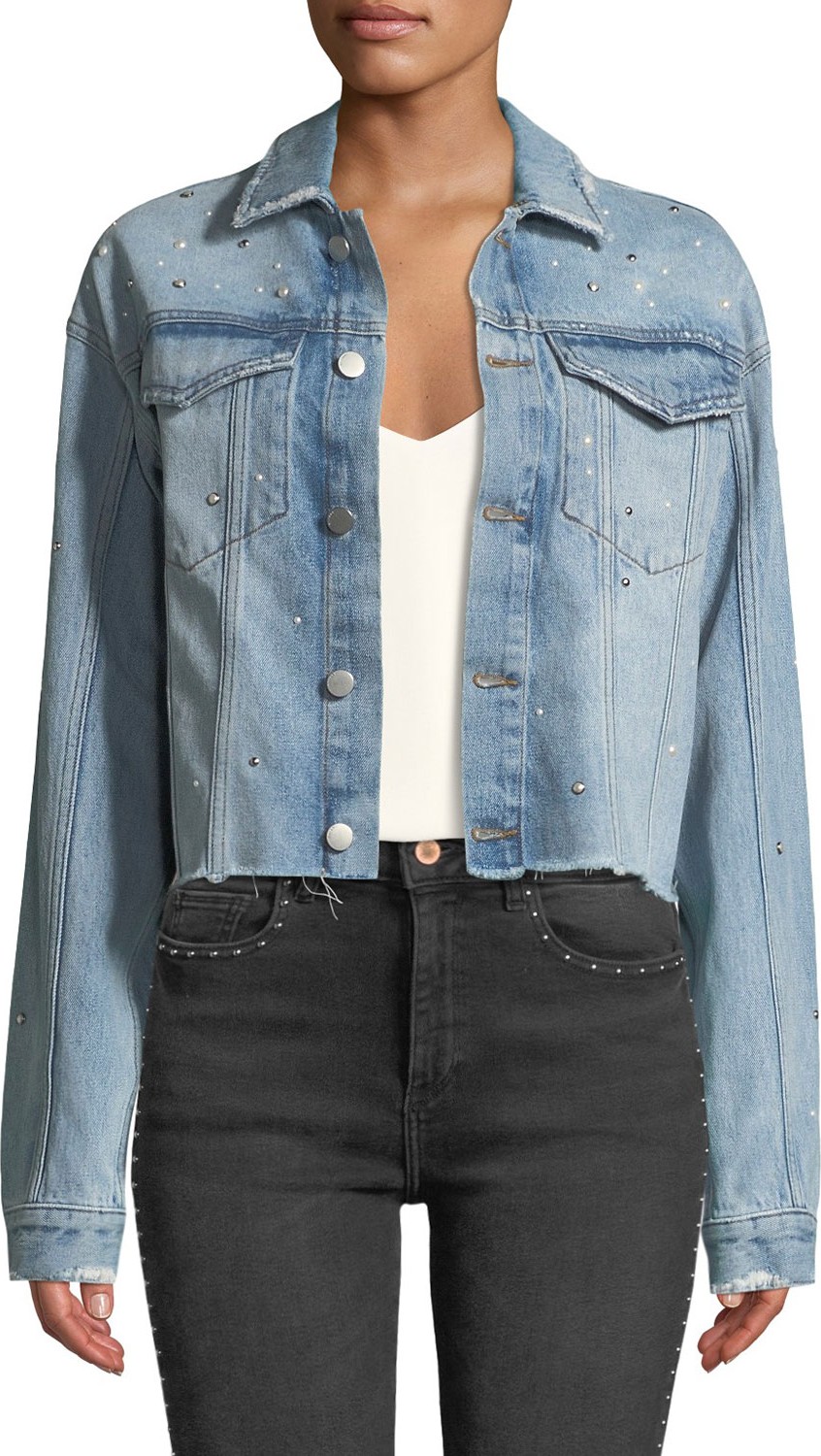 DL1961 Annie Cropped Embellished Denim Jacket