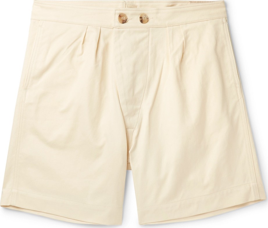Holiday Boileau Pleated Cotton-Twill Shorts