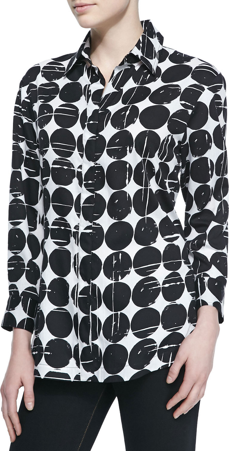 Finley Poplin Polka-Dot Print Dress Shirt