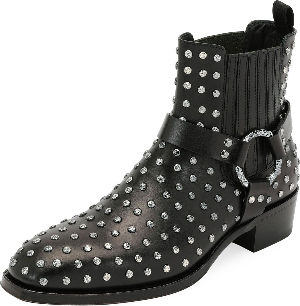 Alexander McQueen Men's Studded Leather Moto Boot