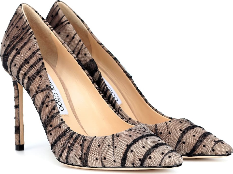 Jimmy Choo Romy 100 tulle and suede pumps