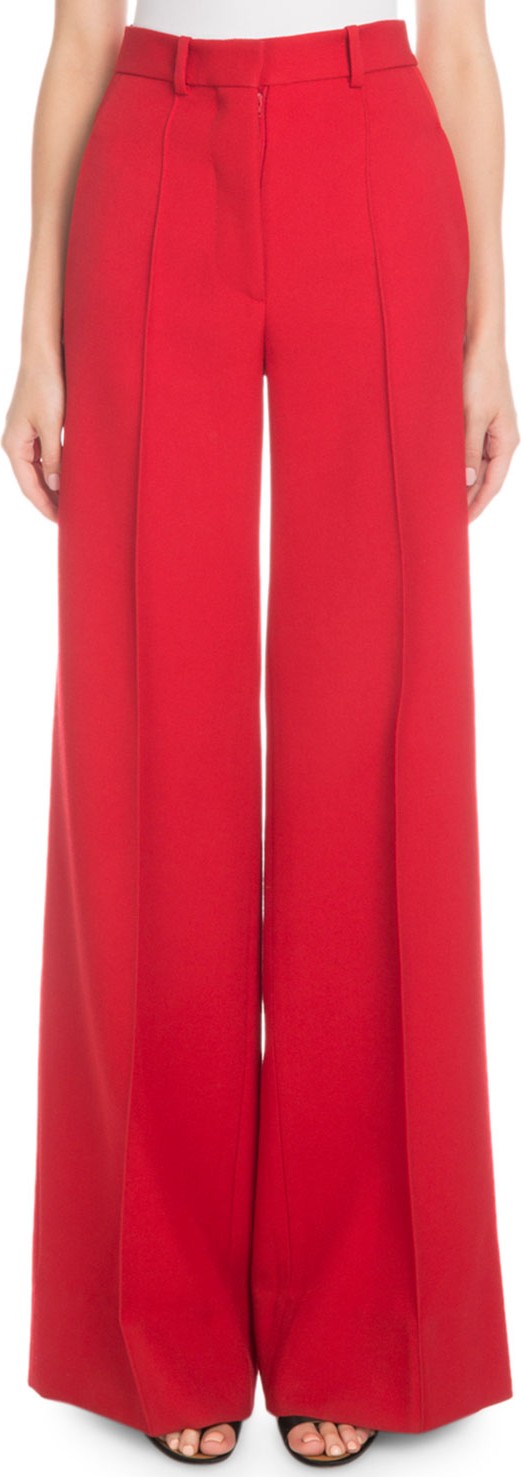 Victoria Beckham High-Waist Wide-Leg Wool Trousers