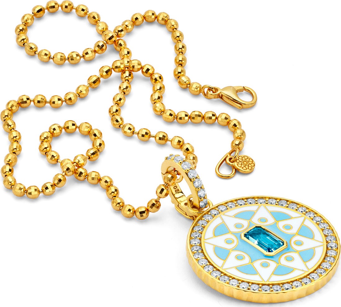 Buddha Mama 20k Gold Topaz & Diamond Mandala Pendant