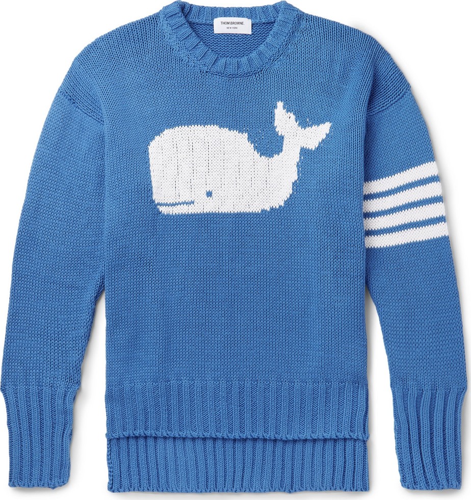 Thom Browne Striped Intarsia Cotton Sweater