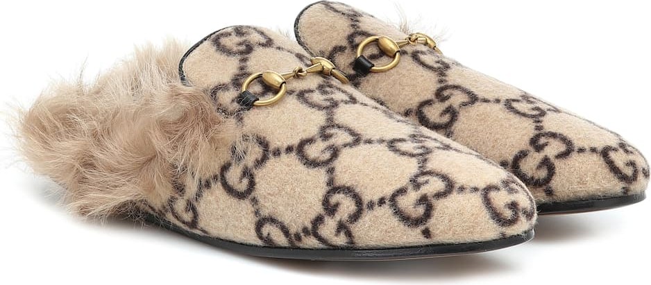 Gucci Princetown fur-lined wool-blend slippers