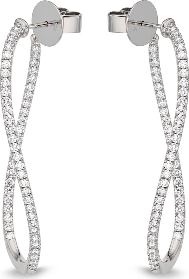 Memoire 18KWG Medium Diamond Pave Twist Hoop Earrings
