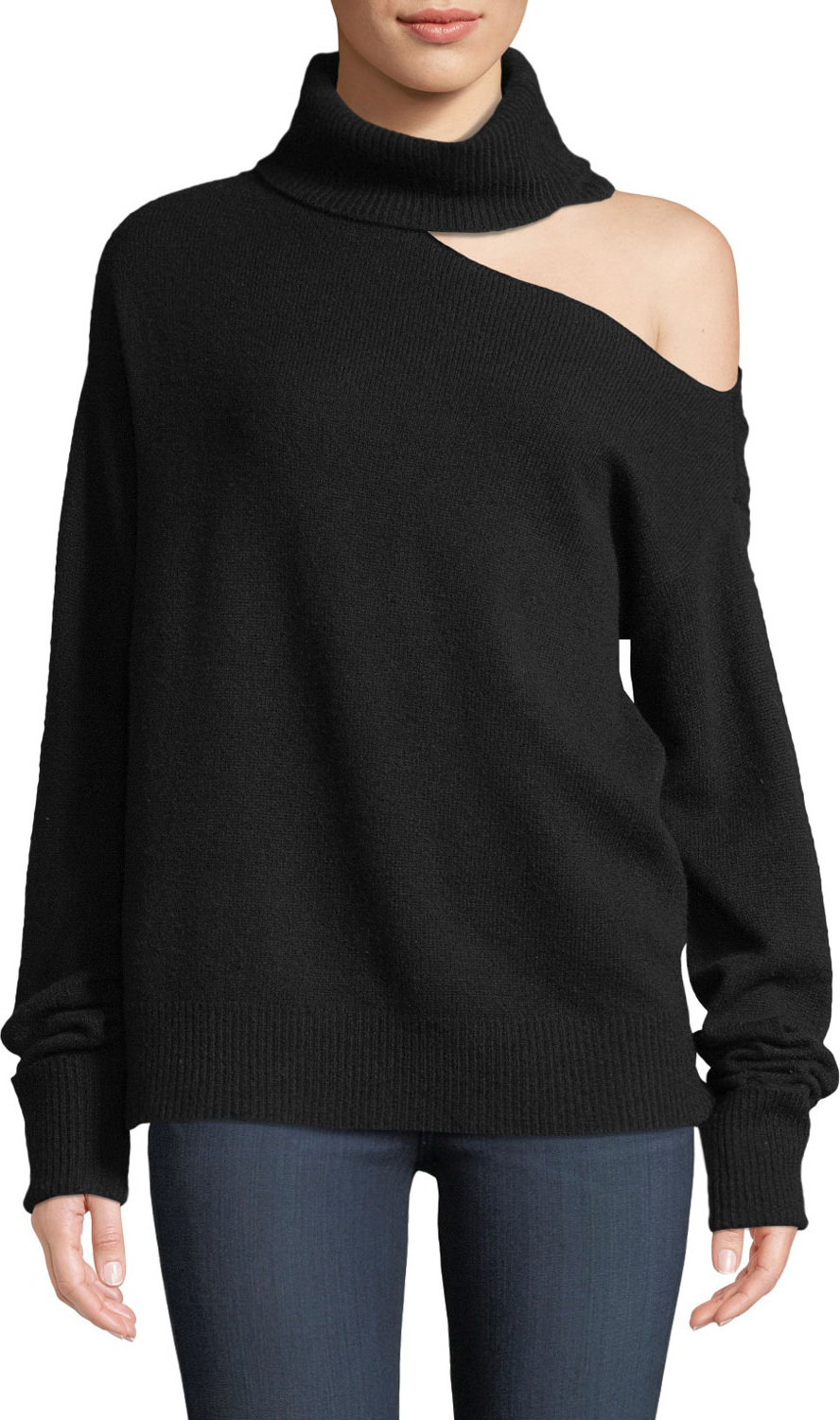 PAIGE Raundi Cold-Shoulder Turtleneck Wool-Blend Sweater