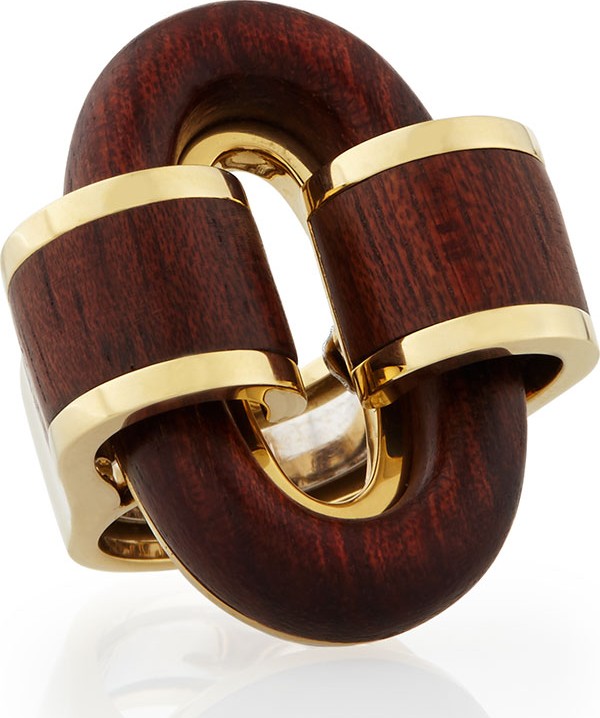 David Webb 18k Gold Bloodwood Buckle Ring