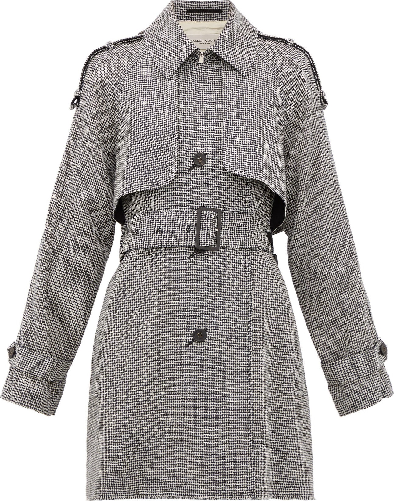 Golden Goose Deluxe Brand Serenity short houndstooth trench coat