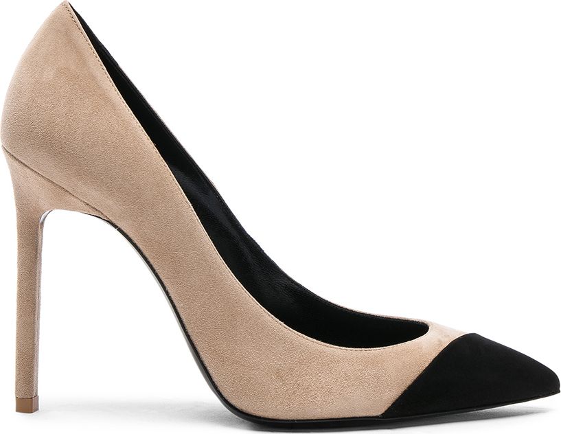 Saint Laurent Suede Anja Cap Toe Pumps