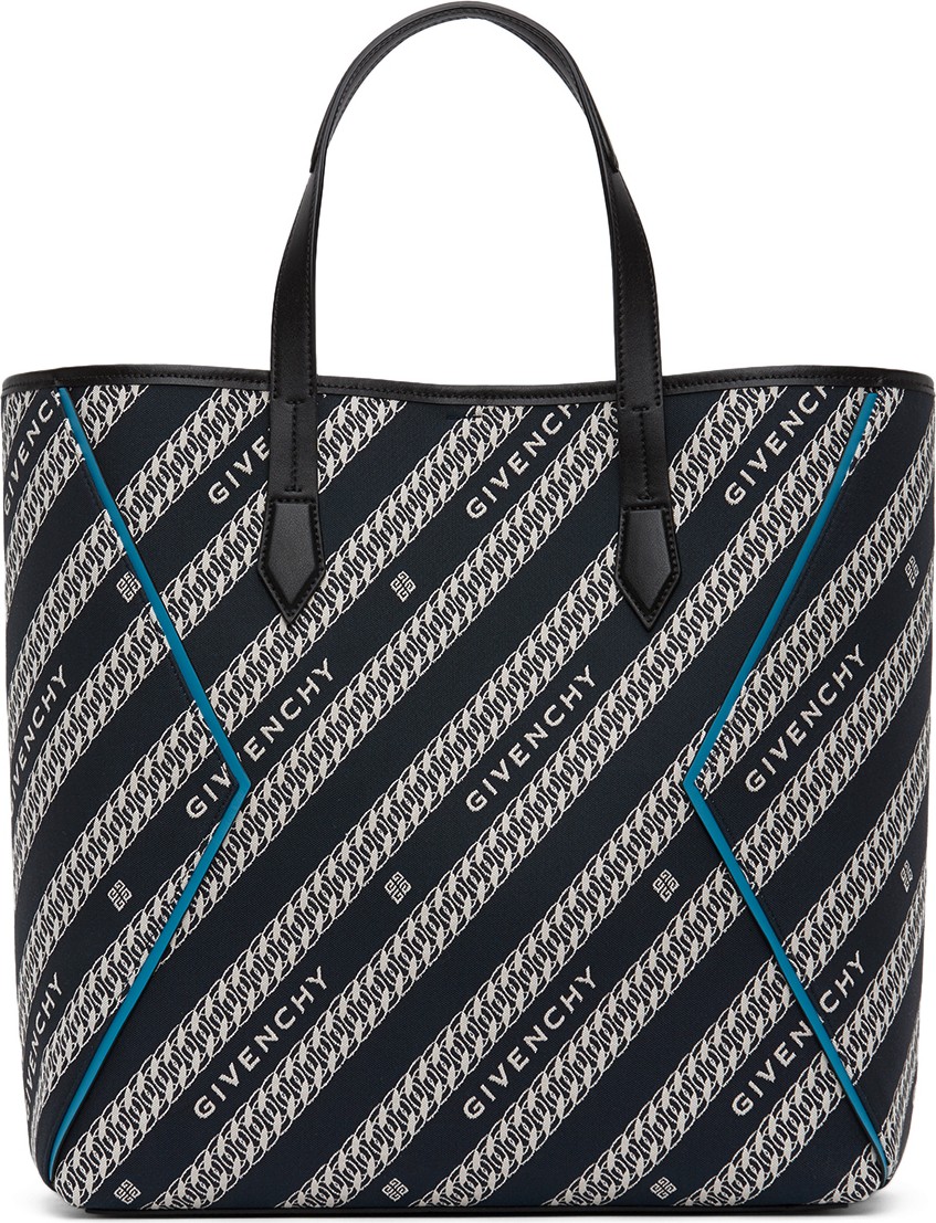 Givenchy Black & Blue Jacquard Bond Shopping Tote