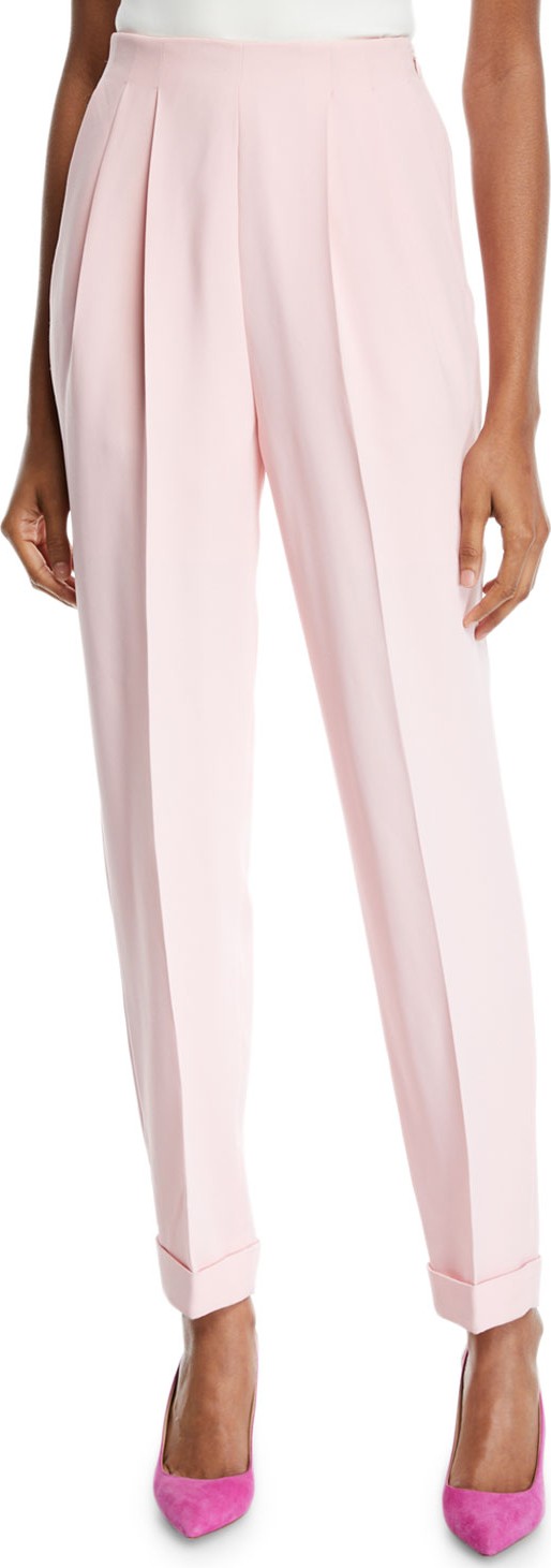 DELPOZO Pleated-Front Tapered-Leg Cuffed Hem Pants