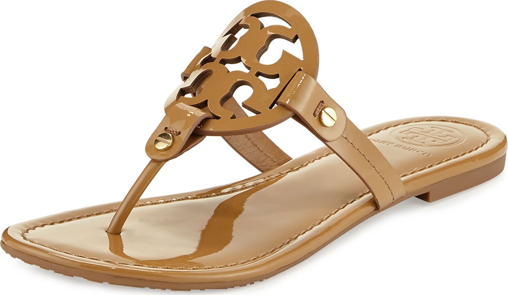 Tory Burch Miller Medallion Patent Leather Flat Thong