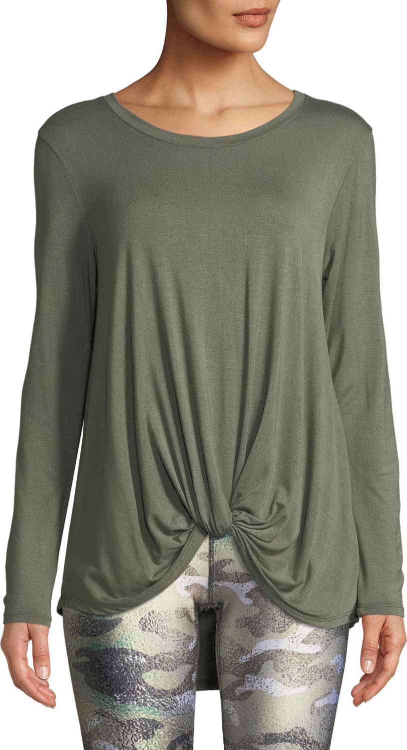 Terez Twist-Front Long-Sleeve Jersey Top