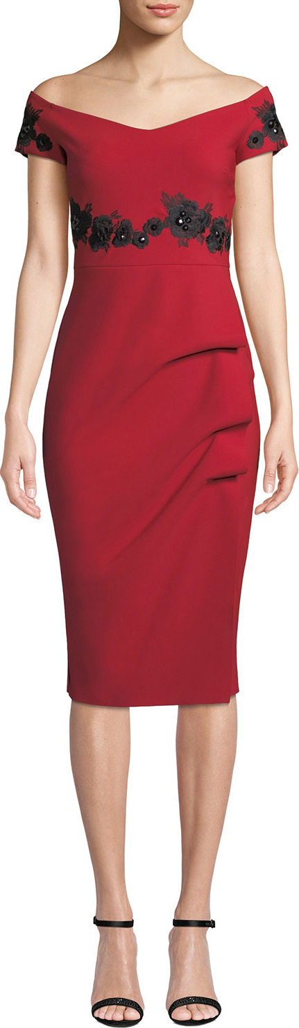 La Petite Robe di Chiara Boni Thira Embellished Off-the-Shoulder Dress