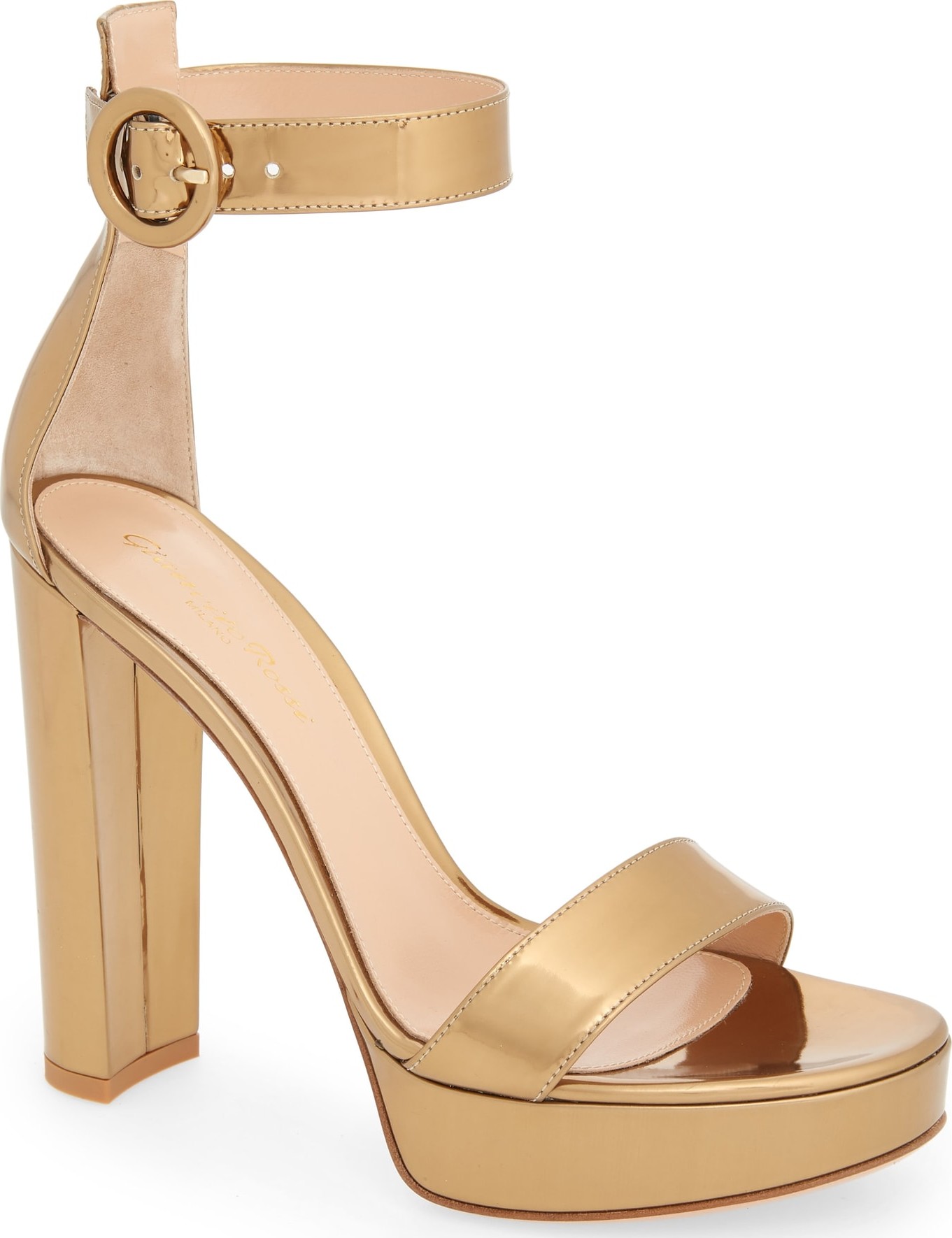 Gianvito Rossi Metallic Ankle Strap Sandal