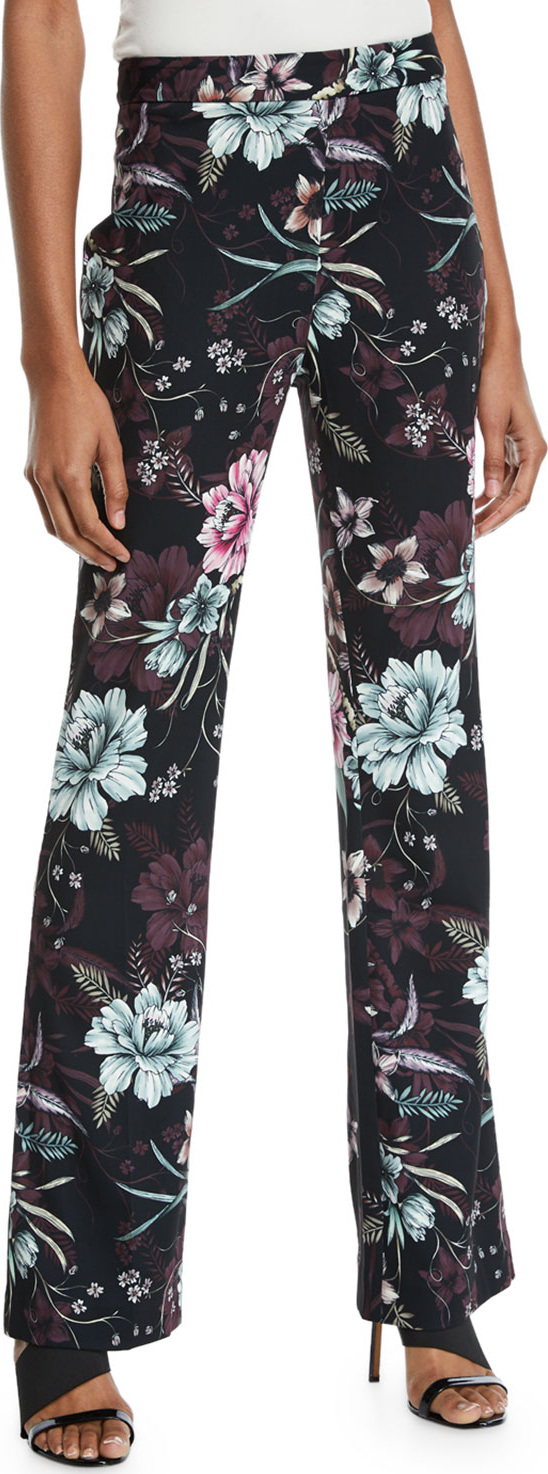 Badgley Mischka Floral Straight-Leg Pants