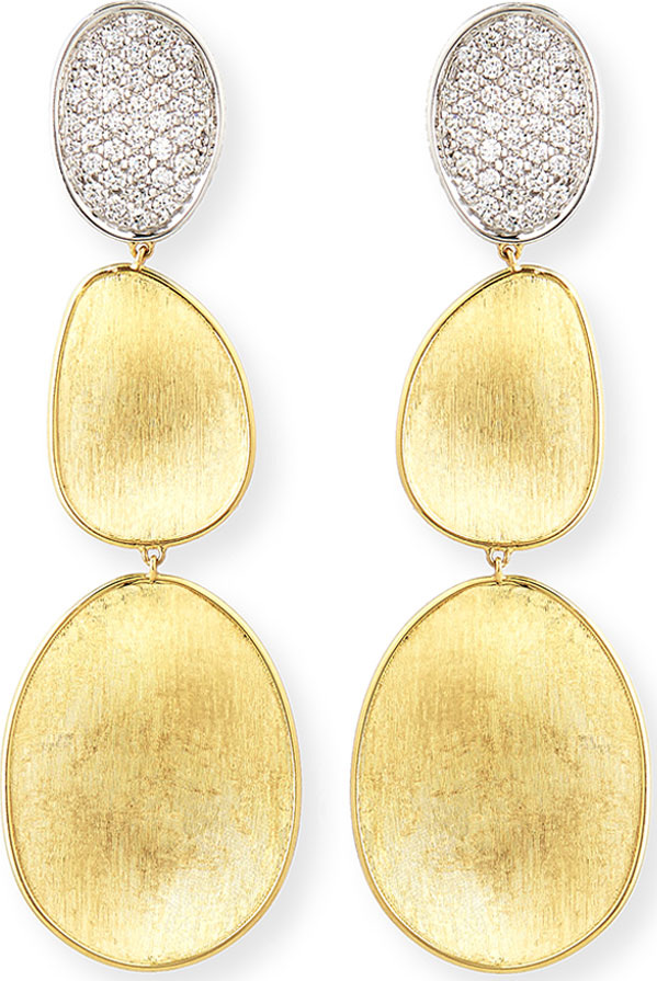 Marco Bicego 18K Lunaria Diamond Triple-Drop Earrings