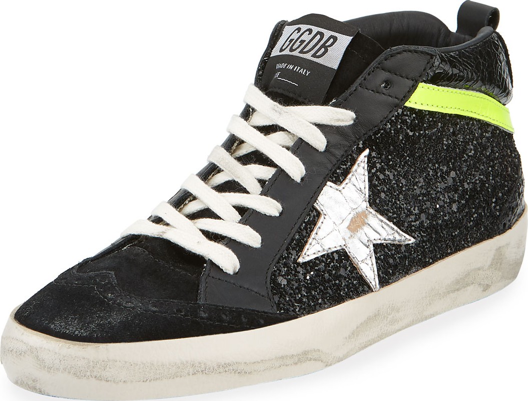 Golden Goose Deluxe Brand Mid Star Suede & Glitter Sneakers