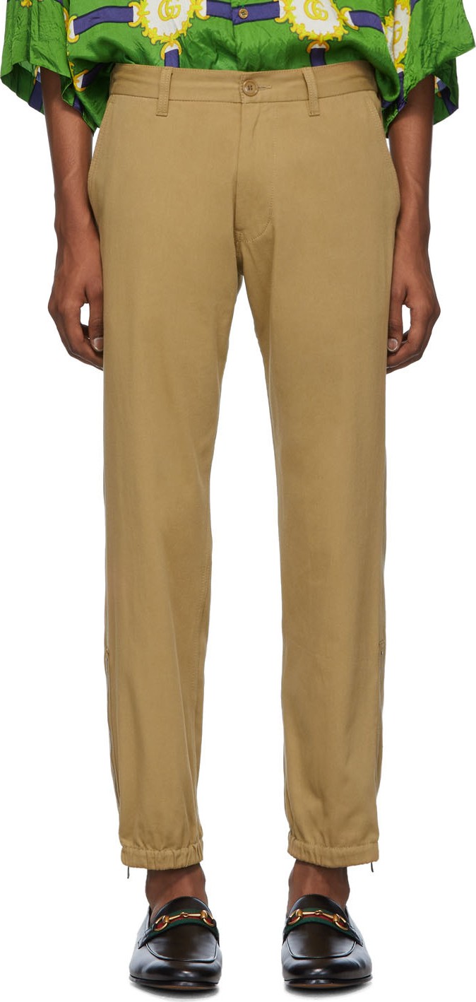 Gucci Tan 'Gucci Band' Trousers