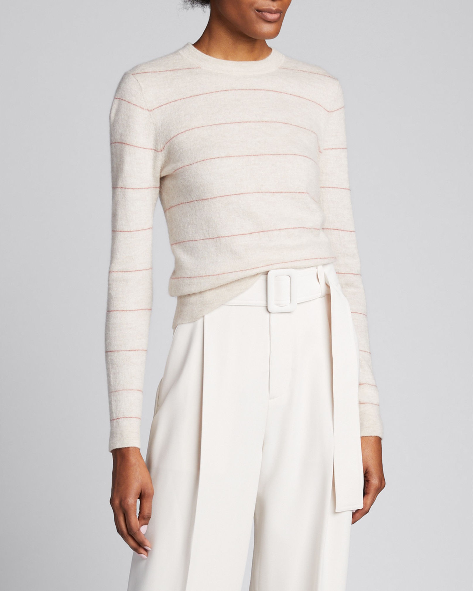 Vince Striped Fitted Cashmere Sweater