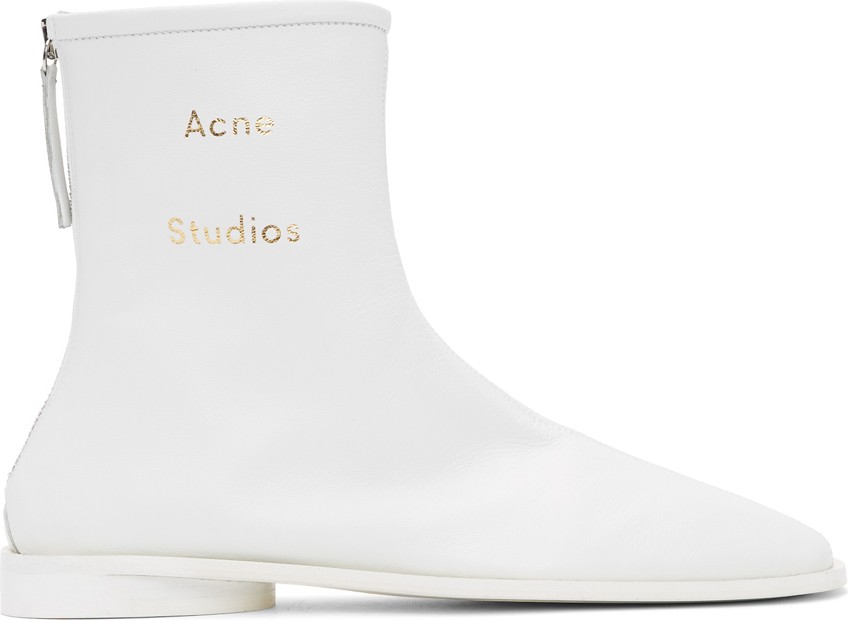 Acne Studios SSENSE Exclusive White Branded Ankle Boots