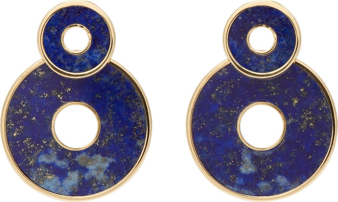 Retrouvai Swivel lapis & gold earrings