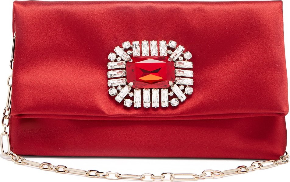 Jimmy Choo Titania crystal-embellished satin clutch