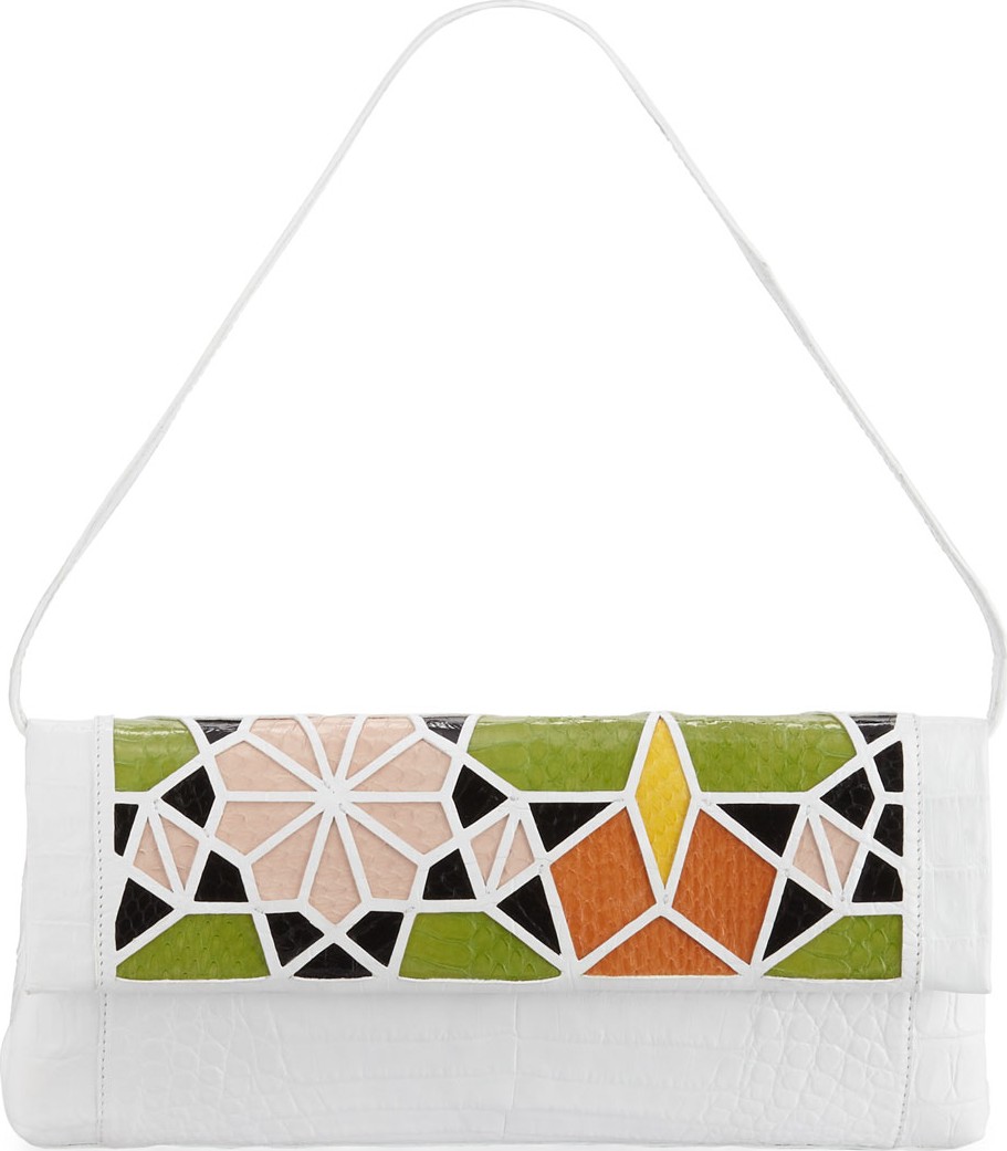 Nancy Gonzalez Gotham Crocodile Patchwork Clutch Bag