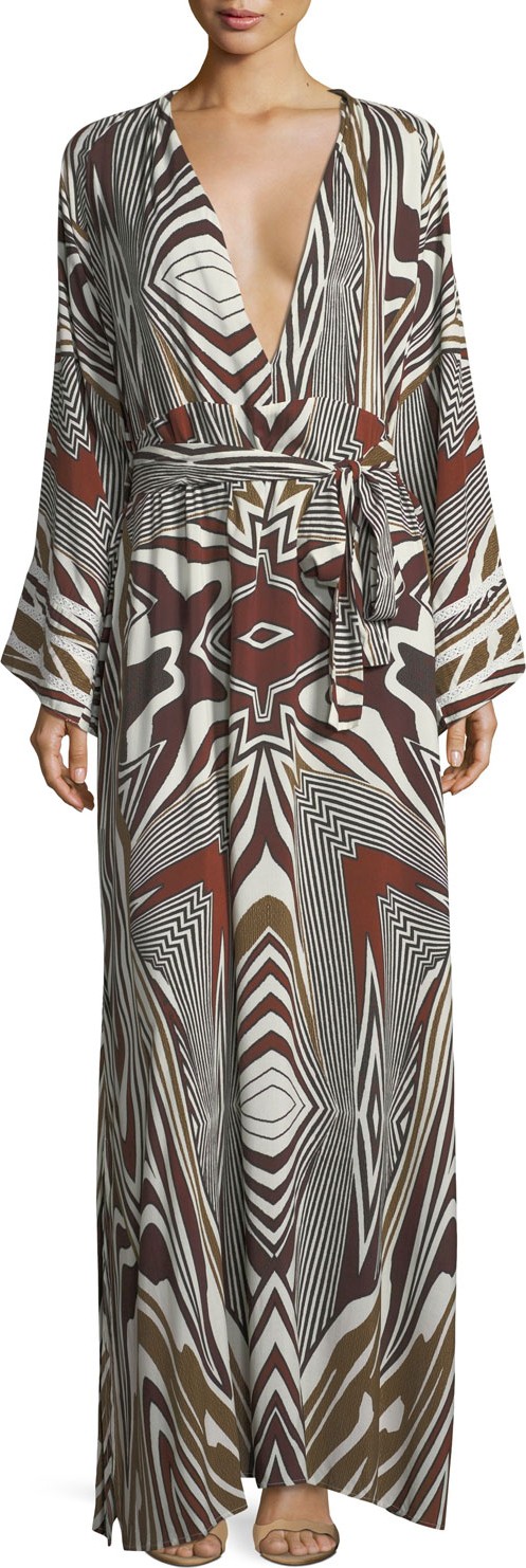 Melissa Odabash Loulou Zebra Long-Sleeve Coverup Dress, One Size