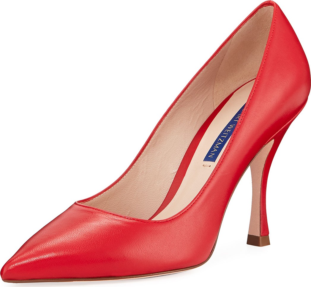 Stuart Weitzman Tippi 95mm Point-Toe Leather Pumps