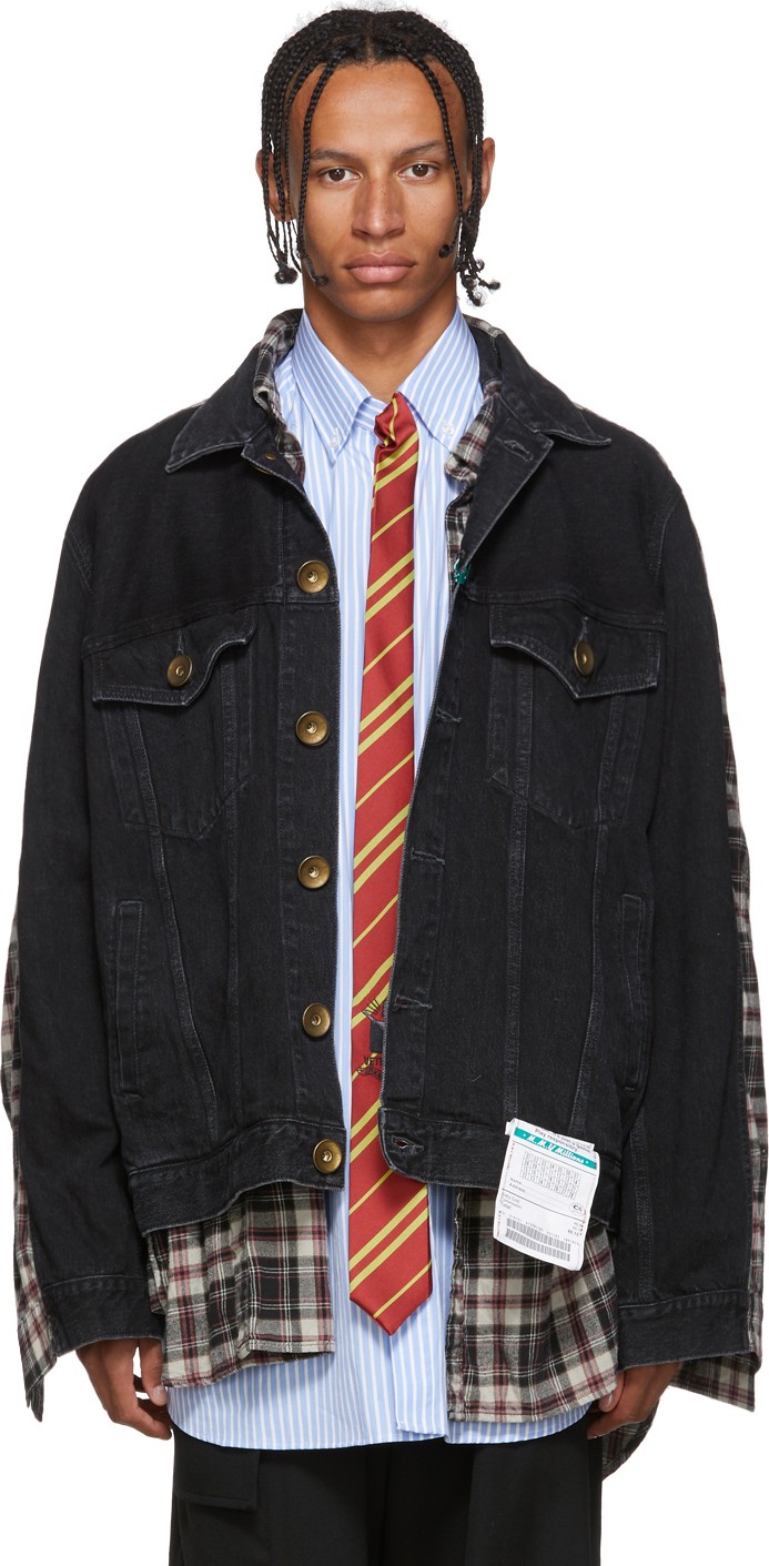 Miharayasuhiro Black Denim Layered Blouson Jacket