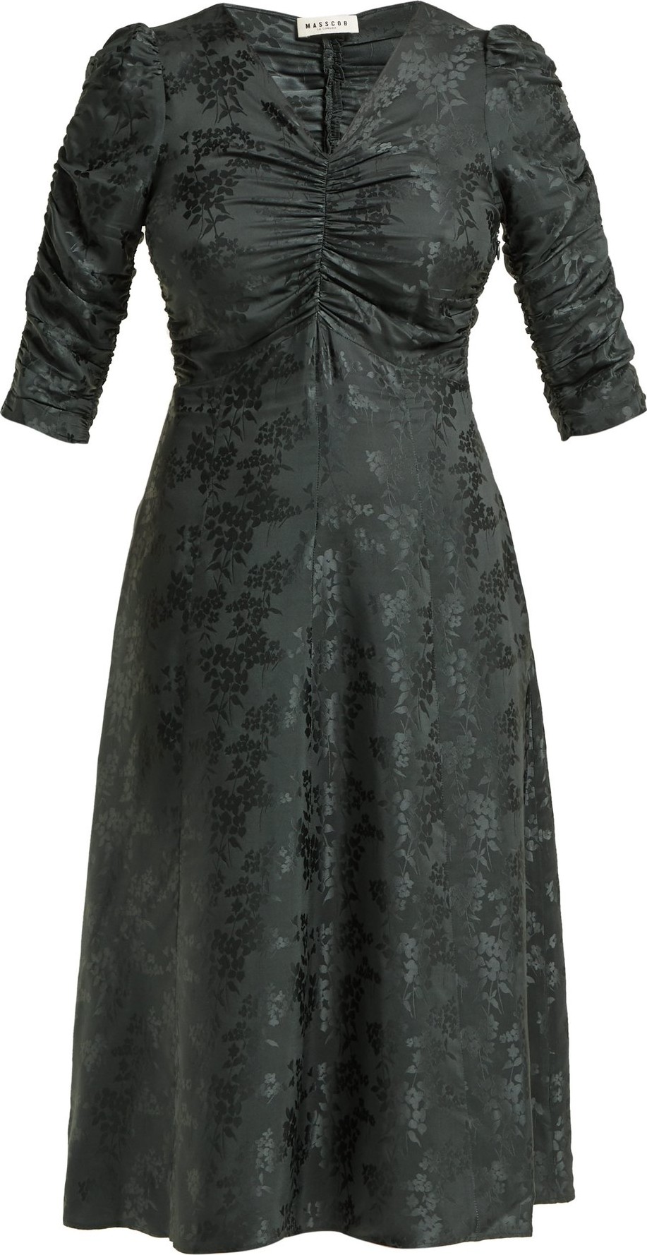 Masscob Flamingo floral-jacquard silk midi dress