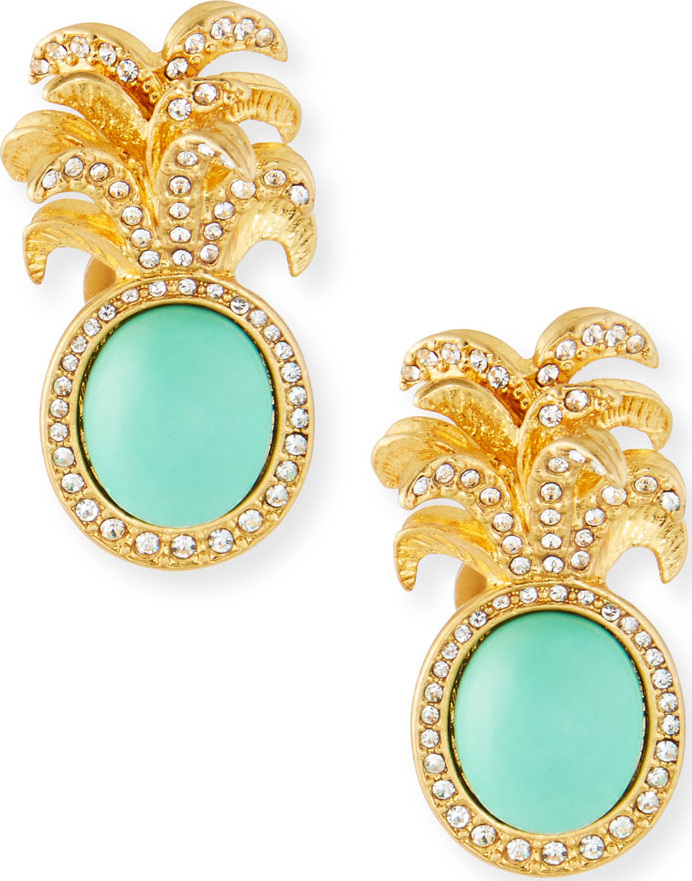Sequin Pineapple Clip-On Stud Earrings