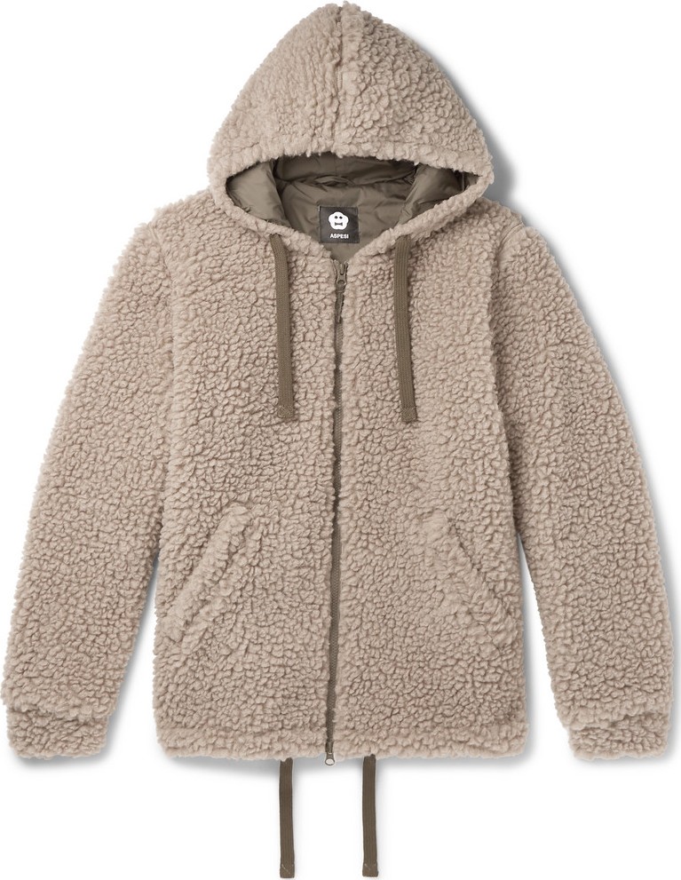 Aspesi Wool-Blend Fleece Zip-Up Hoodie