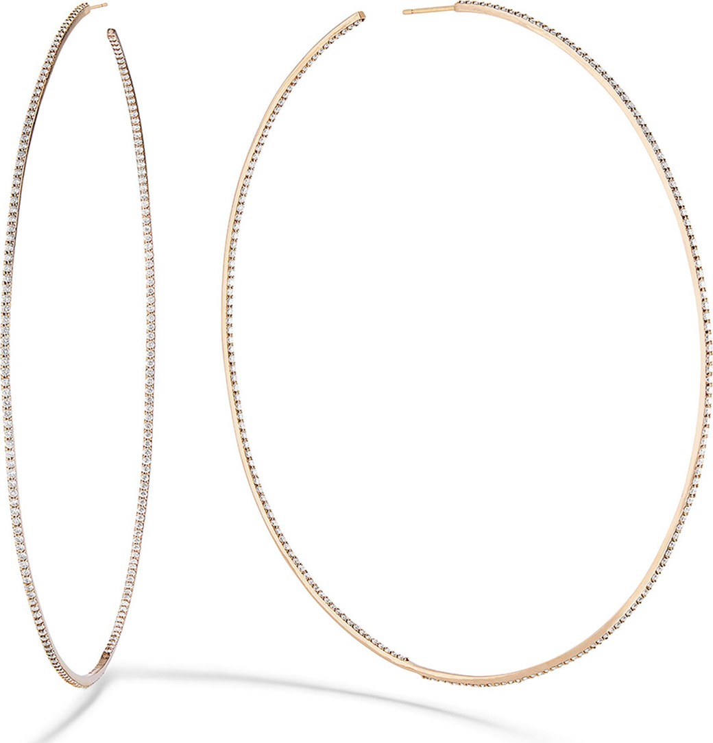 Lana 14k Gold & Skinny Diamond Hoop Earrings