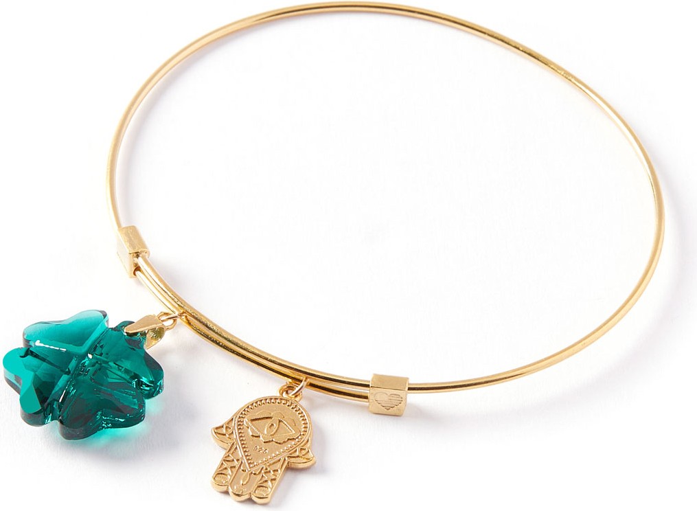 Alex and Ani Clover & Hamsa Charm Bracelet, Gold