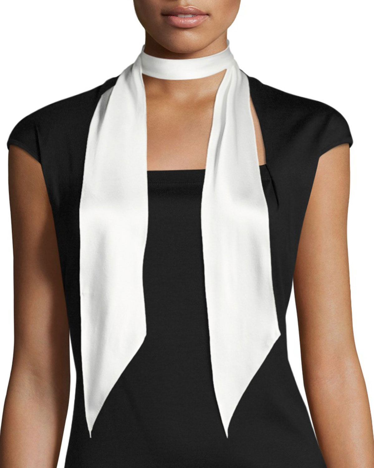 Rockins Super Skinny Satin Scarf, Ivory