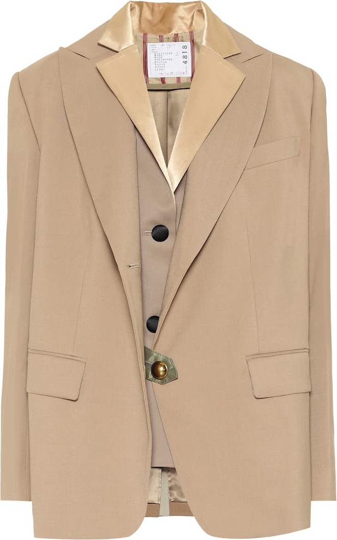 Sacai Layered wool-blend blazer