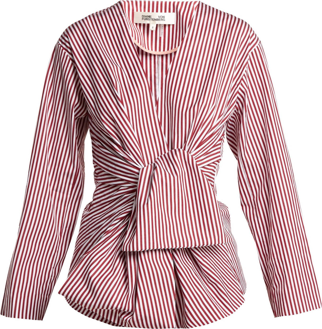 DIANE von FURSTENBERG Striped waist-tie cotton blouse