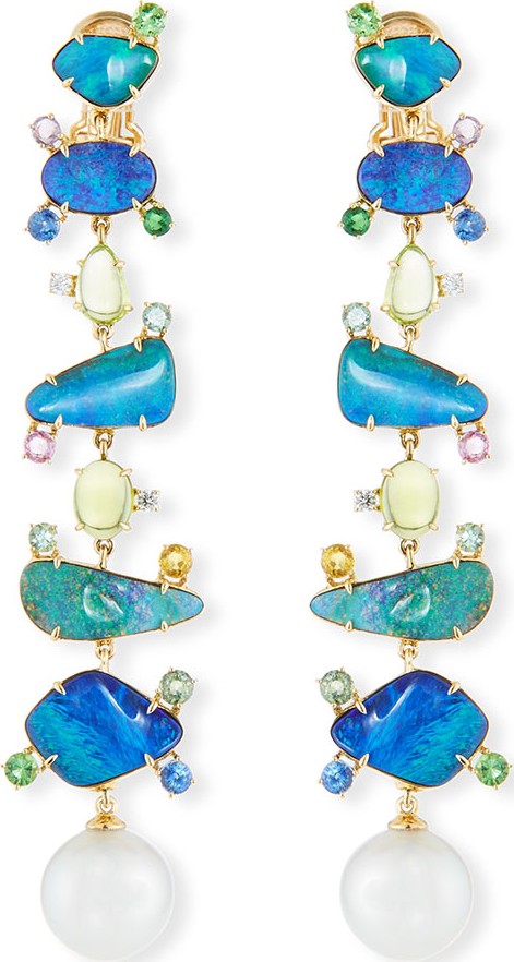 Margot McKinney 18k Pearl, Opal & Mixed Stone Drop Earrings