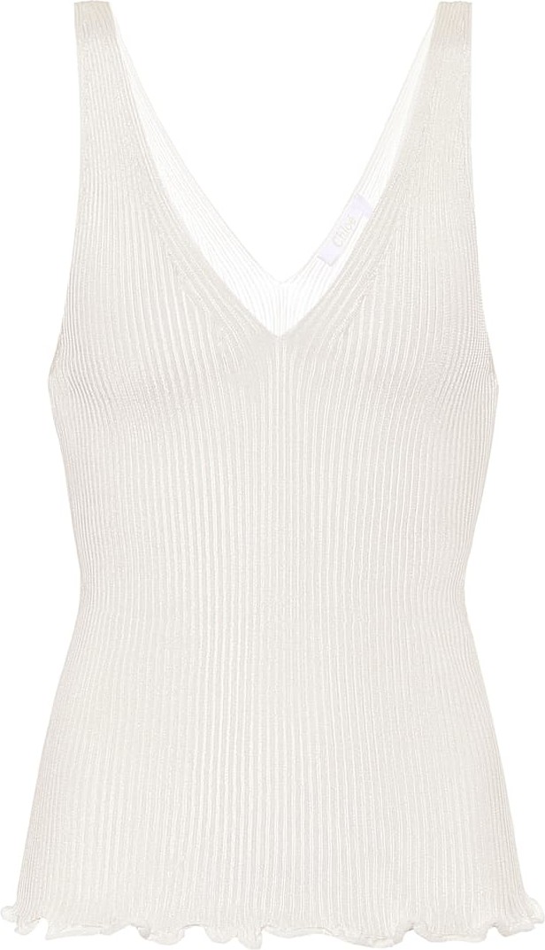 Chloe Ribbed-knit stretch-cotton tank top