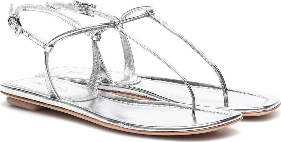Prada Metallic leather sandals
